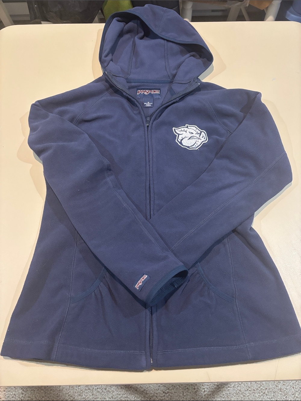 Lehigh Valley IronPigs Jansport Navy Blue Hooded Full-Zip Jacket w/ Patch Size M